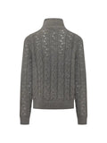 AMARANTO  cable-knit pointelle-trim sweater