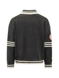 FOUND patch-detail striped-trim cardigan