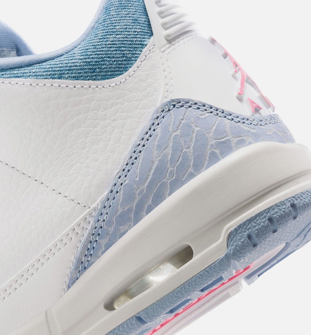 Air Jordan 3 Retro Cobalt Bliss Grade School Sneakers - White / Cobalt Bliss / Football Grey / Pink Glow