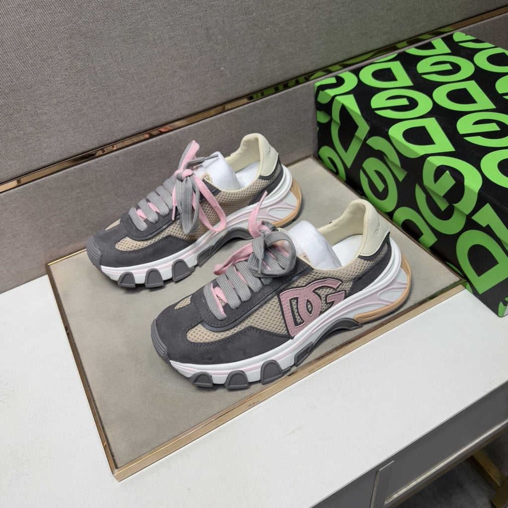 Dolce & Gabbana Gray, Cream and Pink Sneakers