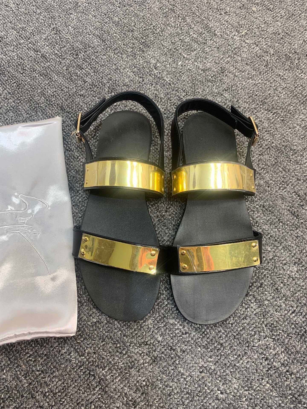 Giuseppe Zanotti Men's Black Gold-Tone Open-Toe Sandals