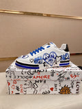 Dolce & Gabbana Men's White Blue Graphic Sneakers