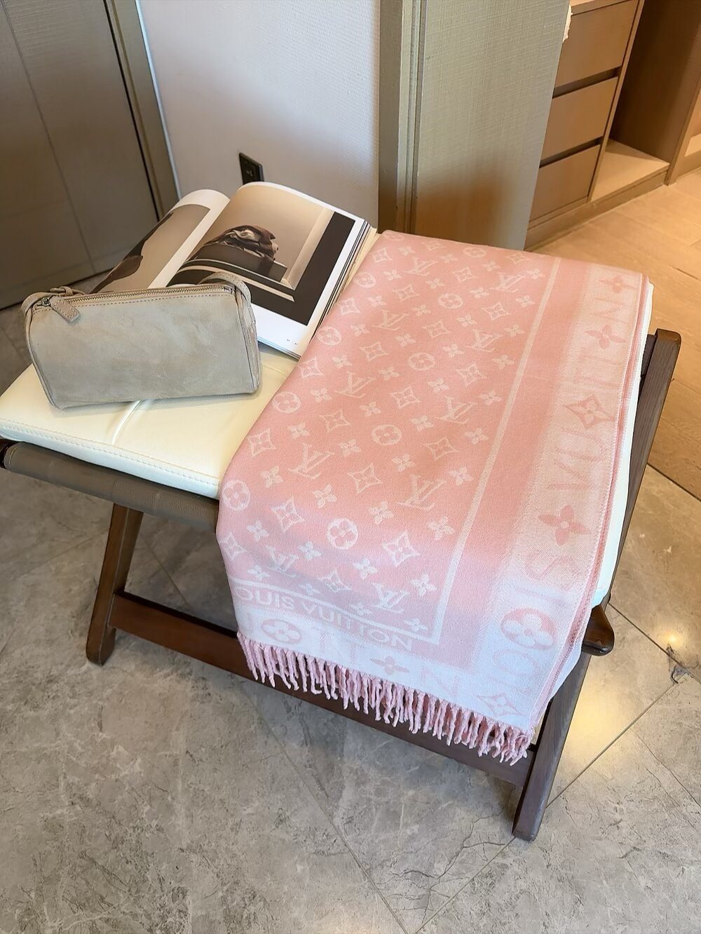 Louis Vuitton Monogram Fringed Scarf